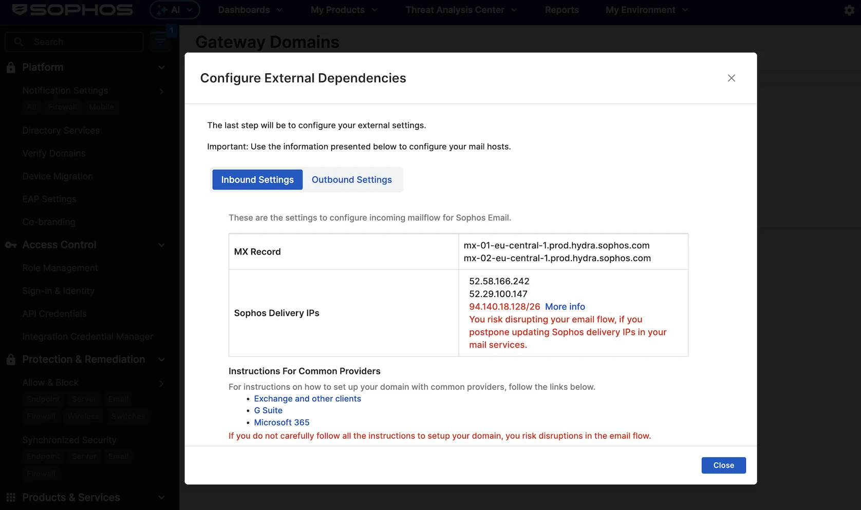 External dependency configuration example