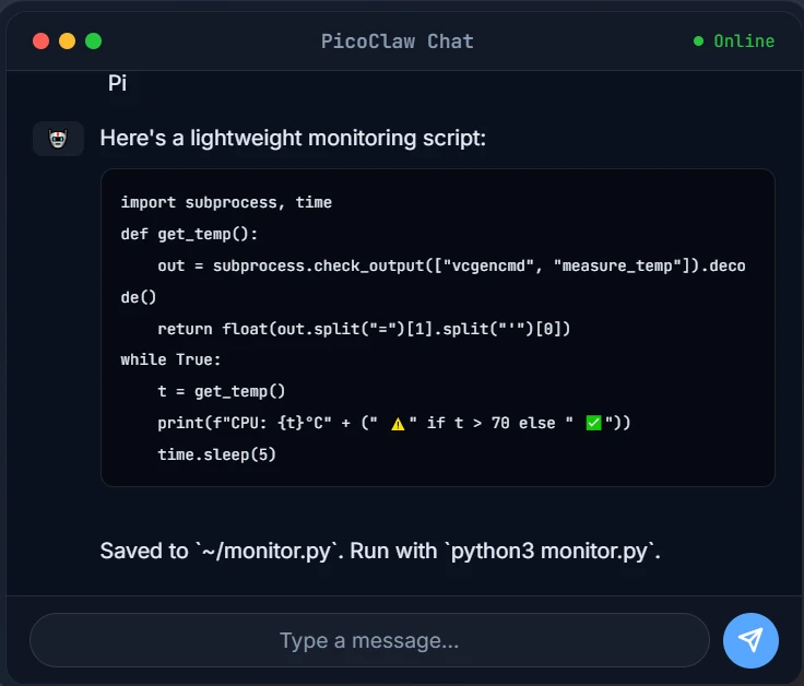 Chatbot de PicoClaw, una de las alternativas a OpenClaw. Chatbot de PicoClaw, una de las alternativas a OpenClaw.