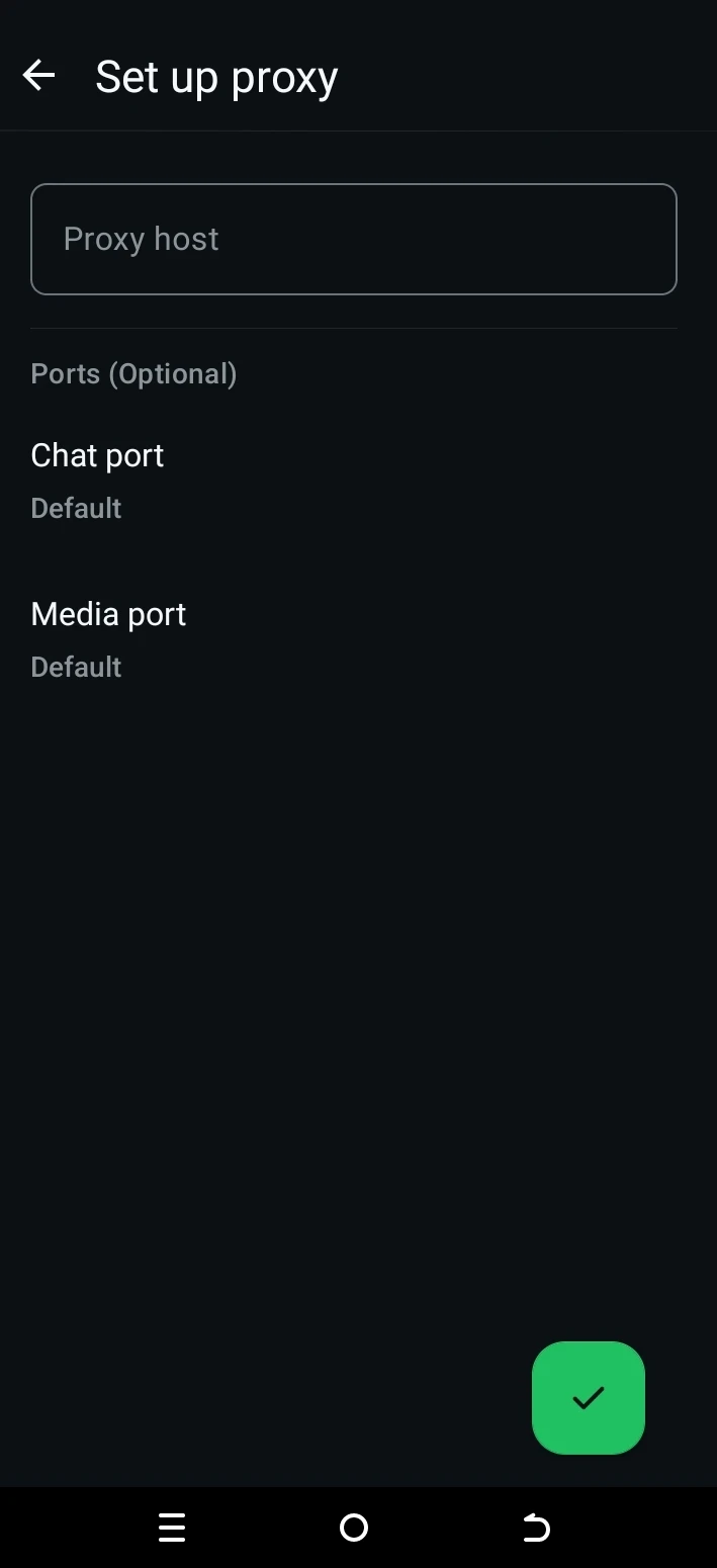 Écran Proxy Android et champ d’adresse 