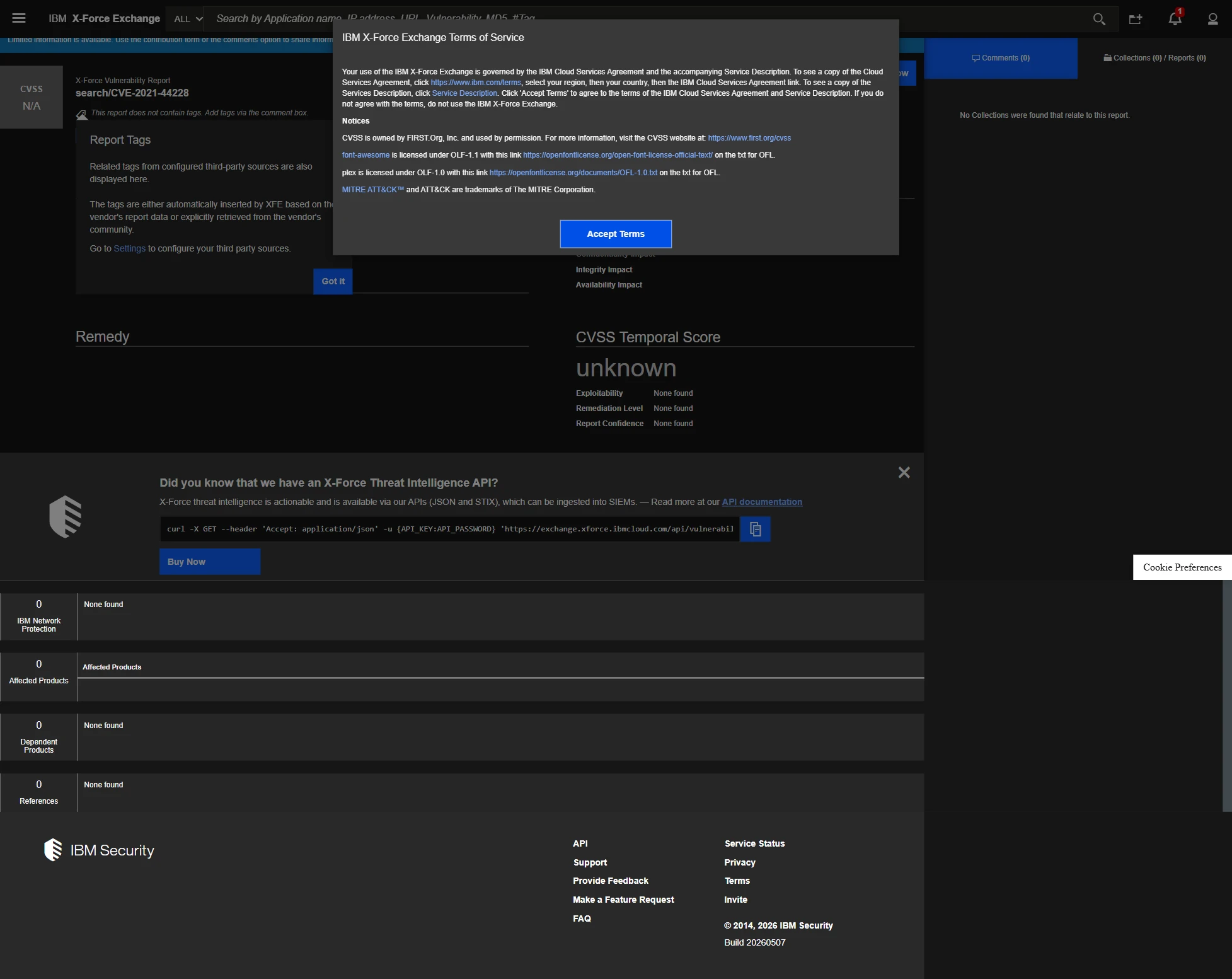 Log4Shell tracking with IBM X-Force Exchange, one of the cyber threat intelligence services