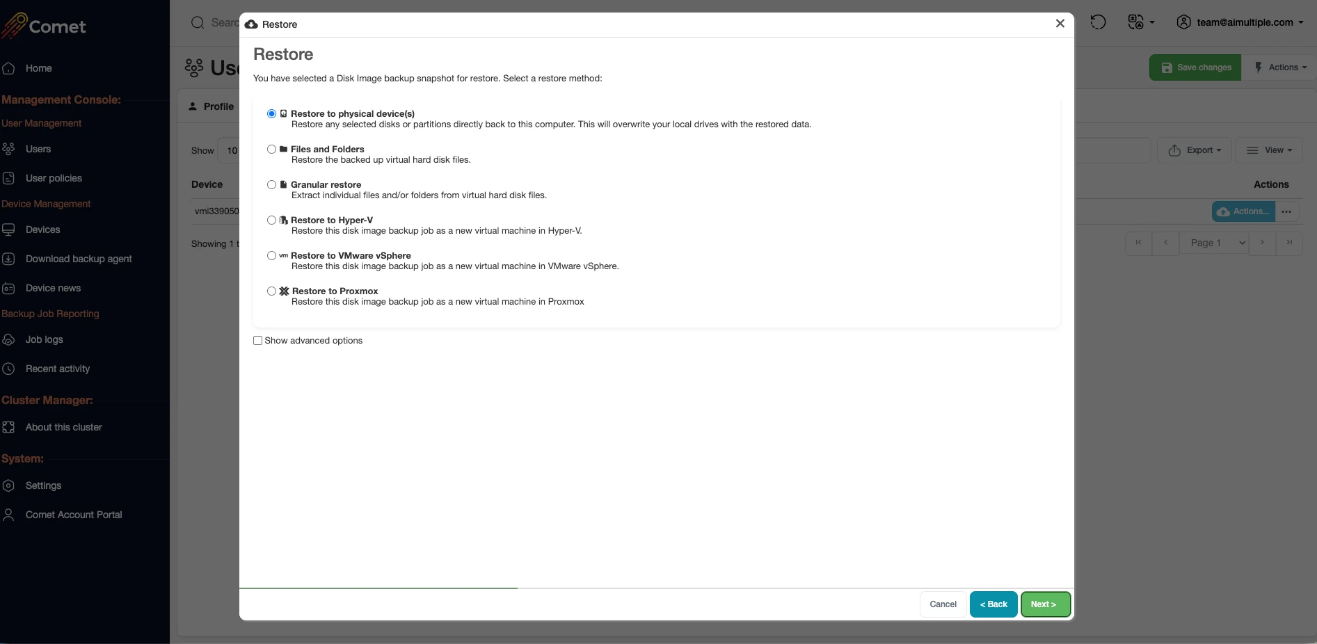 Comet Backup
