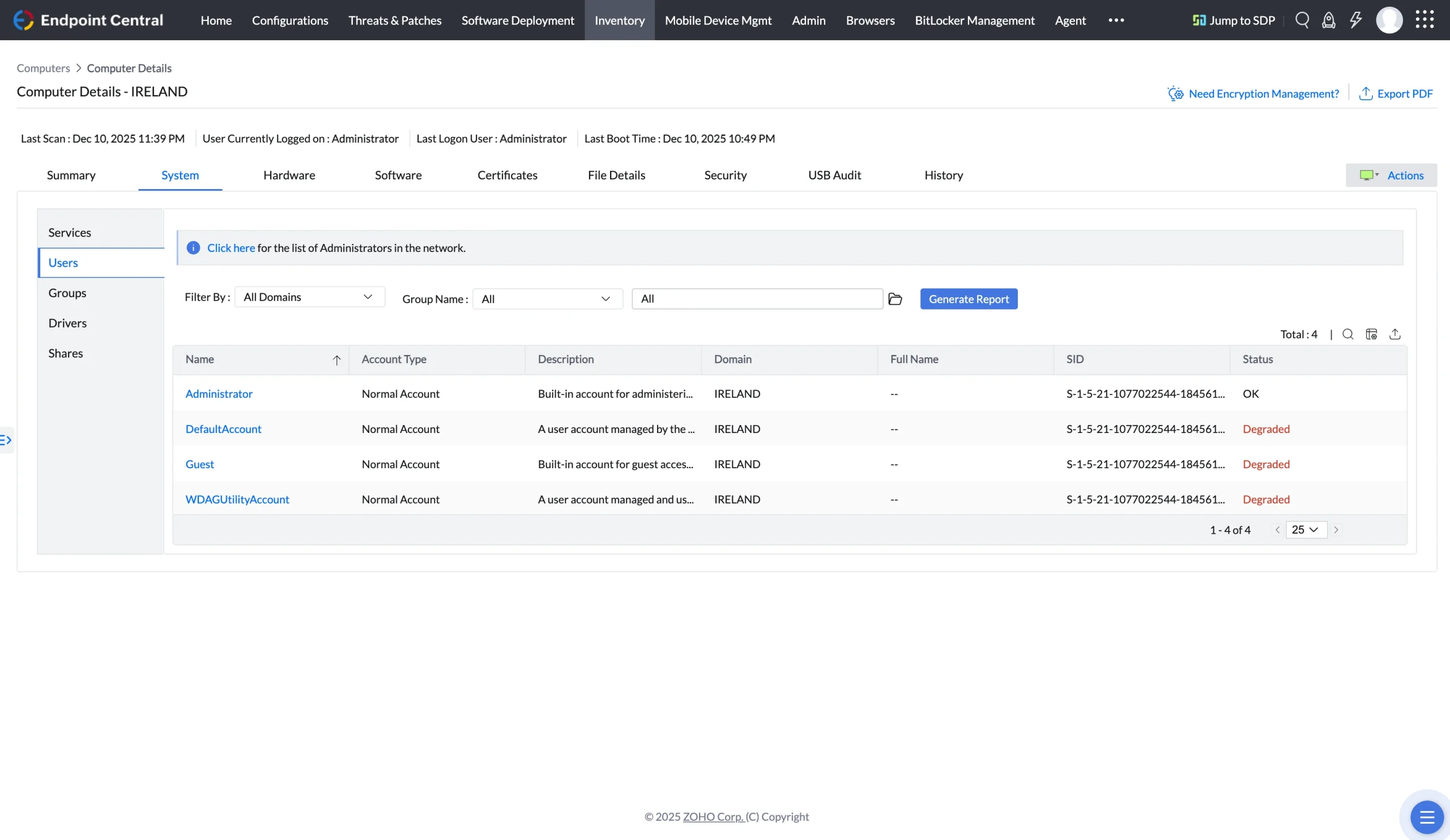 ManageEngine Endpoint Central MSP