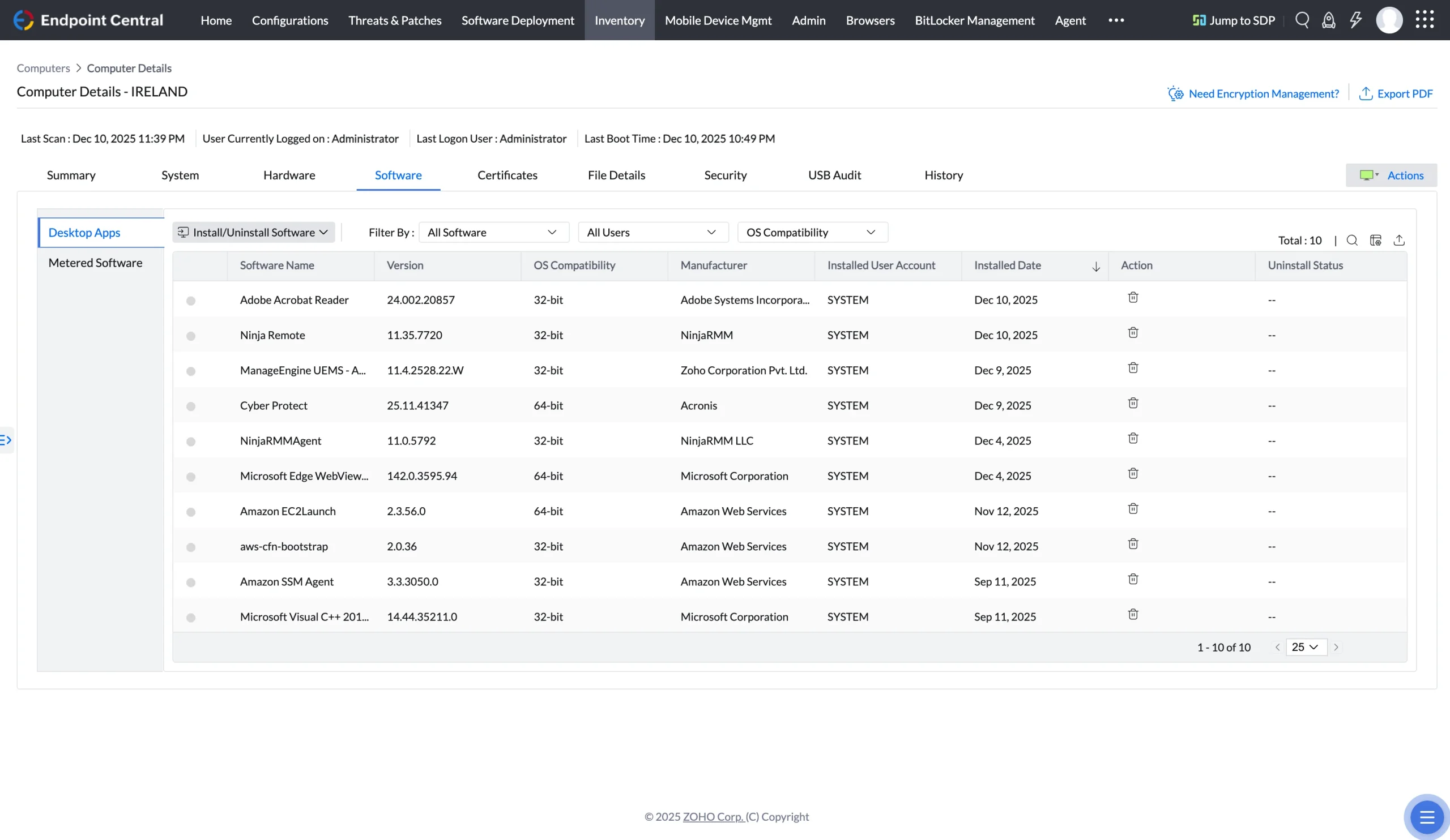 ManageEngine Endpoint Central MSP