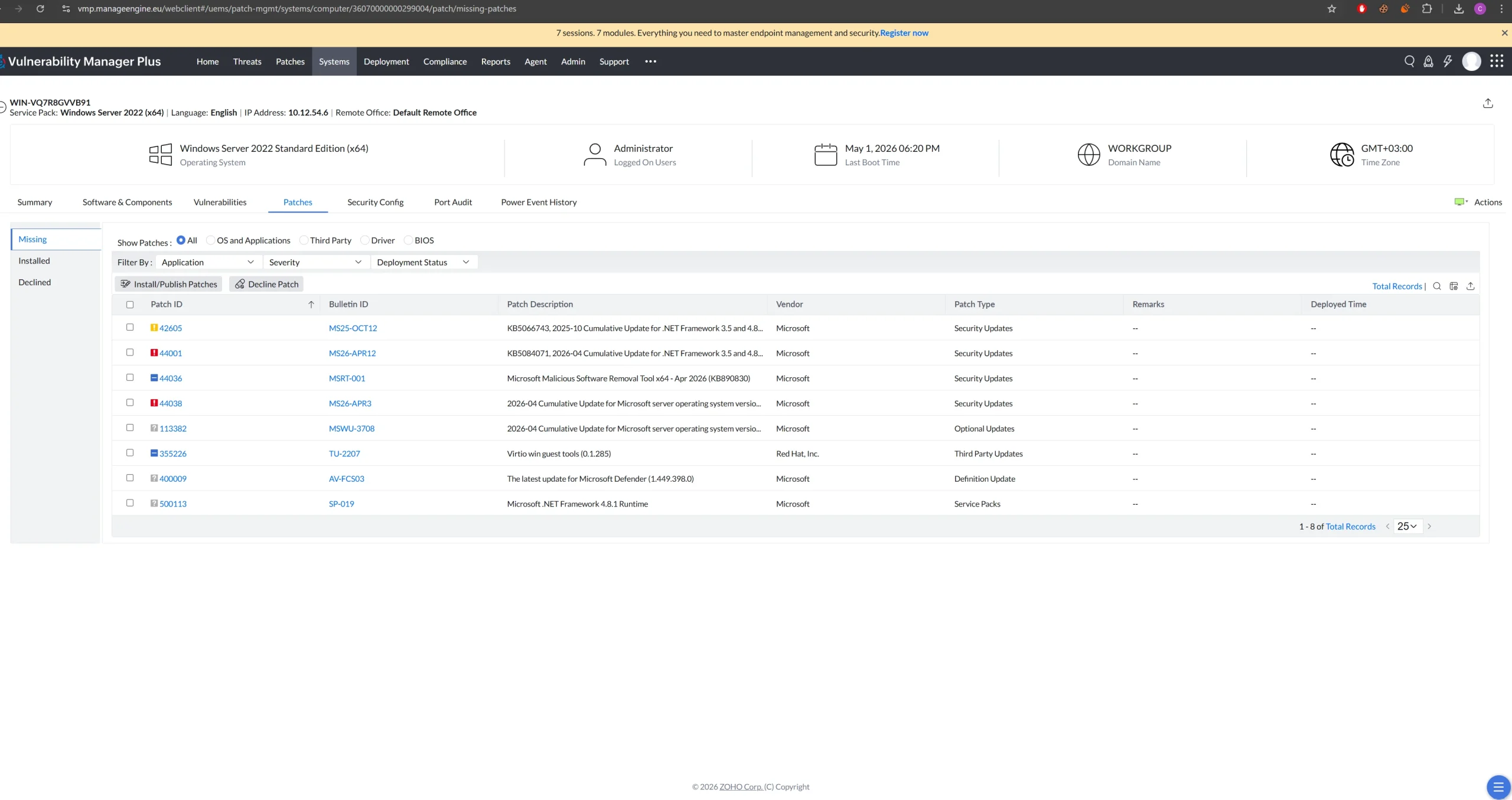 ManageEngine Vulnerability Manager Plus