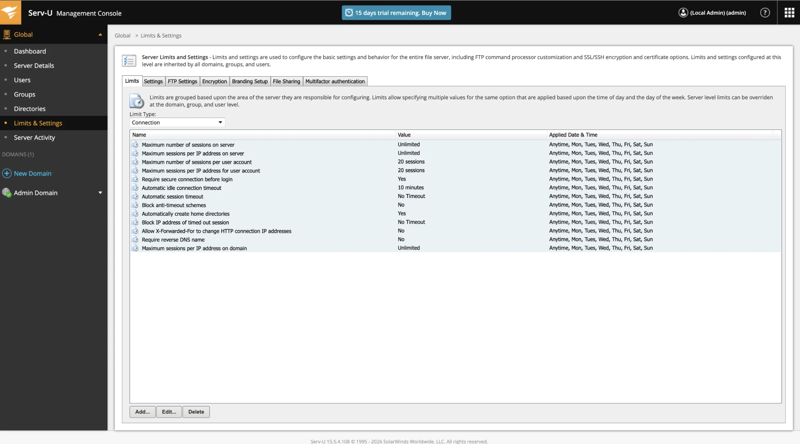 SolarWinds Serv-U FTP Server