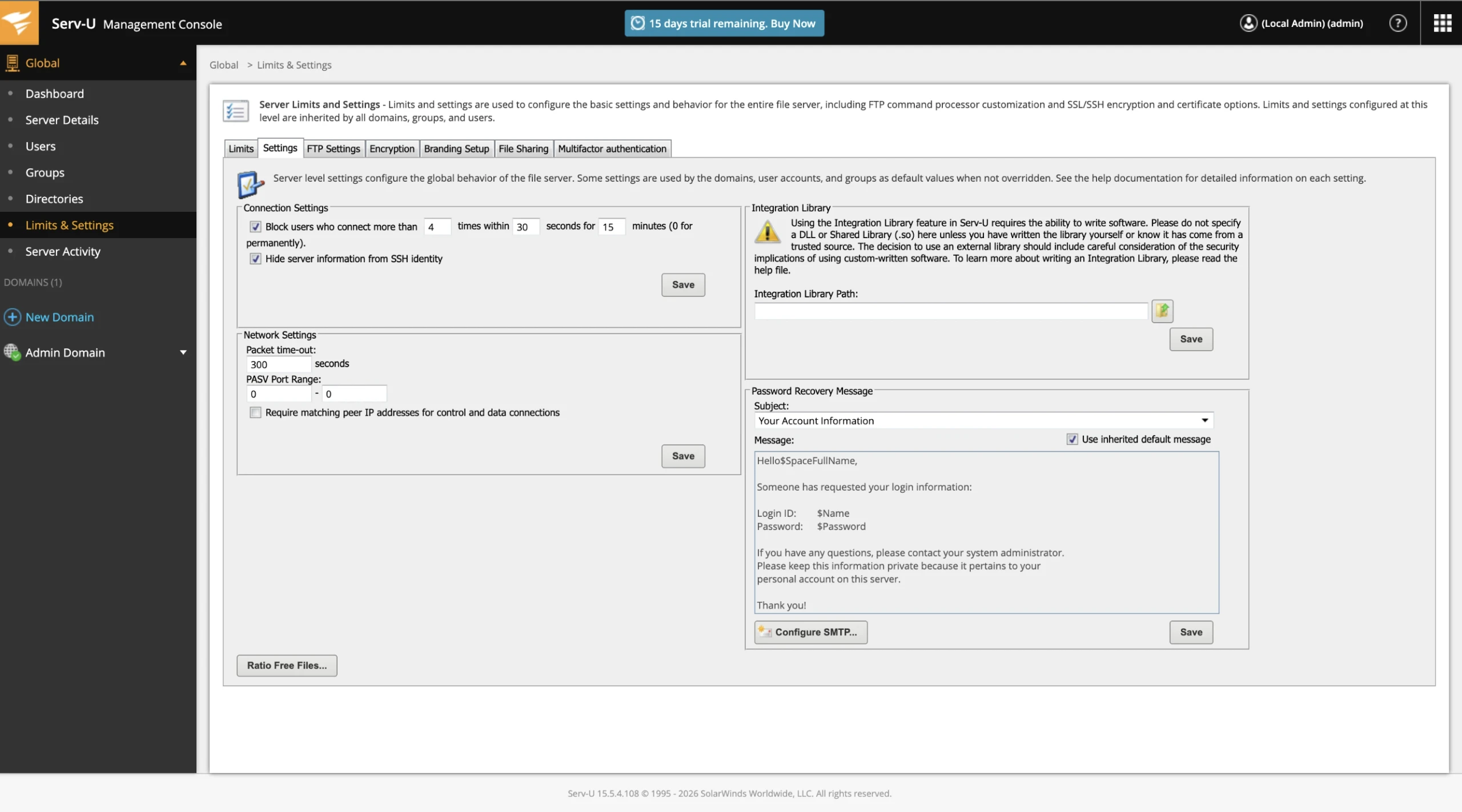 SolarWinds Serv-U FTP Server